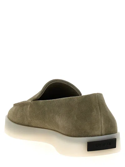 Fear Of God Logo Patch Suede Loafers In Green