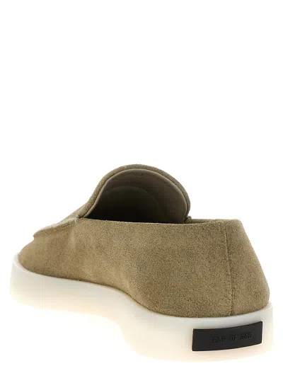 Fear Of God Logo Patch Suede Loafers In Green
