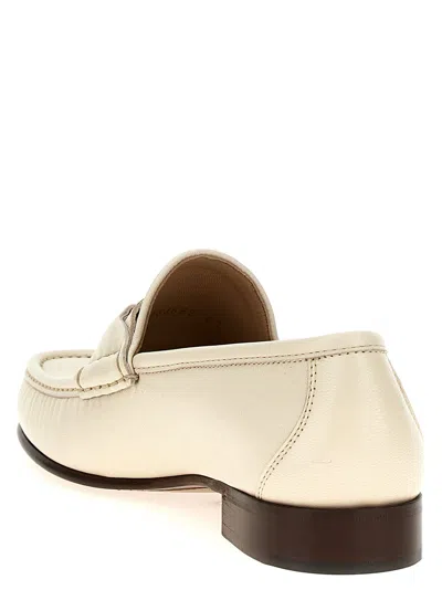 Valentino Garavani Ivory Leather V Logo Signature Loafers In White