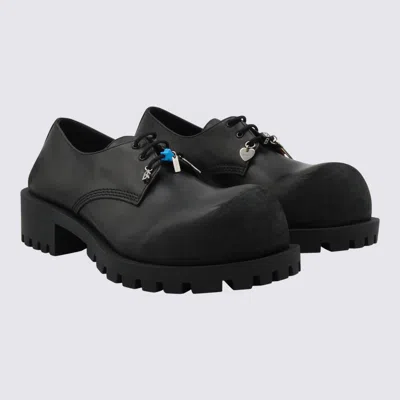 Balenciaga Black Leather Derby Hummer Lace Up Shoes In Black