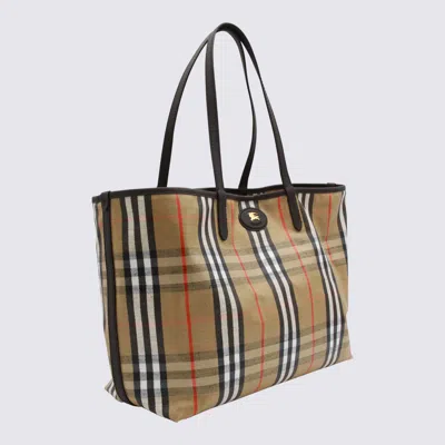 Burberry Womens Highlands Medium Cotton-blend Tote Bag Sand In Multi