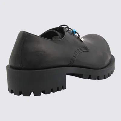 Balenciaga Black Leather Derby Hummer Lace Up Shoes In Black