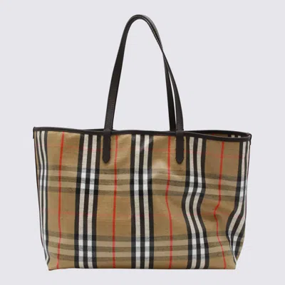 Burberry Womens Highlands Medium Cotton-blend Tote Bag Sand In Multi