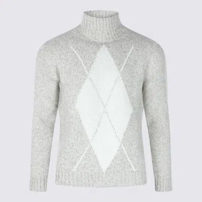 Eleventy Argyle Pattern Crewneck Sweater In White
