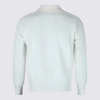 Eleventy Crewneck Collared Ribbed Cuffs In White