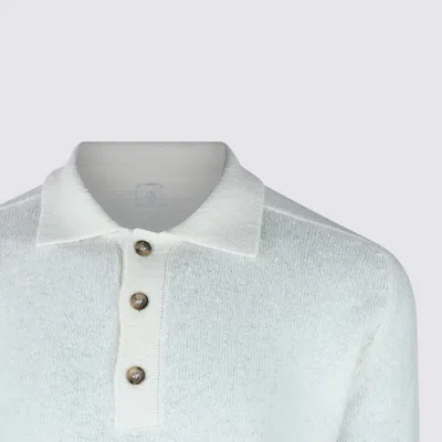 Eleventy Crewneck Collared Ribbed Cuffs In White