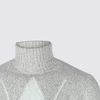 Eleventy Argyle Pattern Crewneck Sweater In White