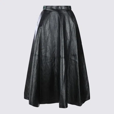 Elisabetta Franchi Flared Midi Skirt With High Waist In Black