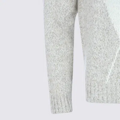 Eleventy Argyle Pattern Crewneck Sweater In White