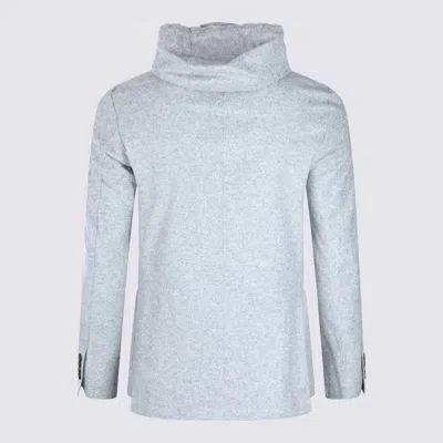 Eleventy Hooded Blazer With Front Pockets And Long Sleeves In Blue