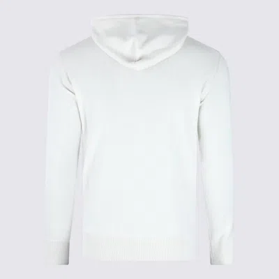 Eleventy Crewneck Drawstring Hood Ribbed Sweater In White