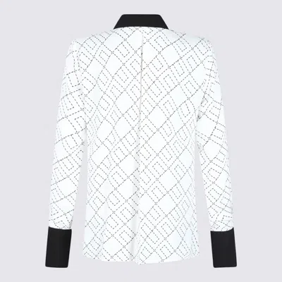 Elisabetta Franchi Casual Geometric Pattern Long Sleeve Top In White