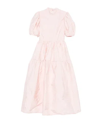 Cecilie Bahnsen Puff-sleeve Tiered Midi Dress In Pink