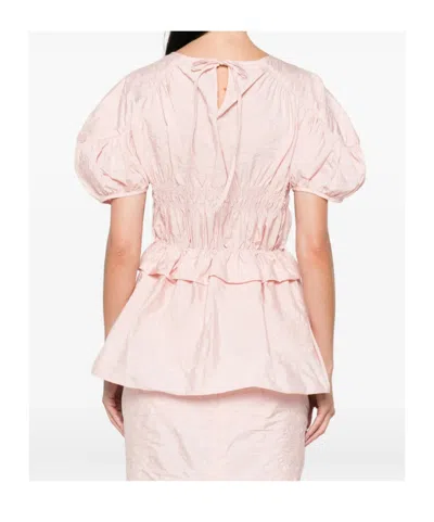 Cecilie Bahnsen Puff-sleeve Ruffled Top In Pink