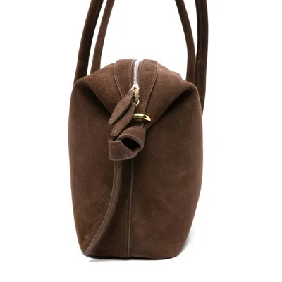 Yuzefi Rectangular Suede Shoulder Bag With Detachable Strap In Brown