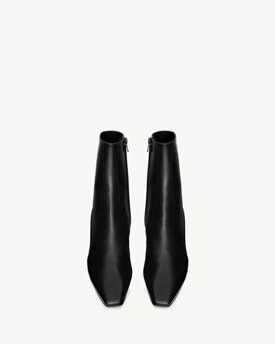 Saint Laurent Rainer 75 Patent Leather Ankle Boots In Black