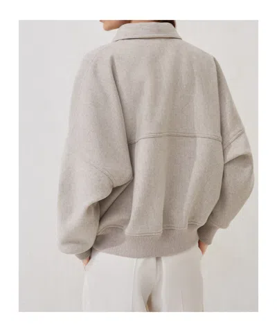 Brunello Cucinelli Double Fabric Bomber Jacket In Gray