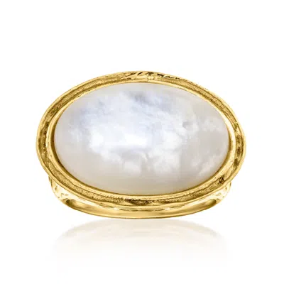 Ross-simons Mother-of-pearl Oval Ring In 18kt Gold Over Sterling In White