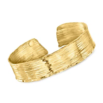 Ross-simons Italian 18kt Gold Over Sterling Lined Cuff Bracelet In Multi