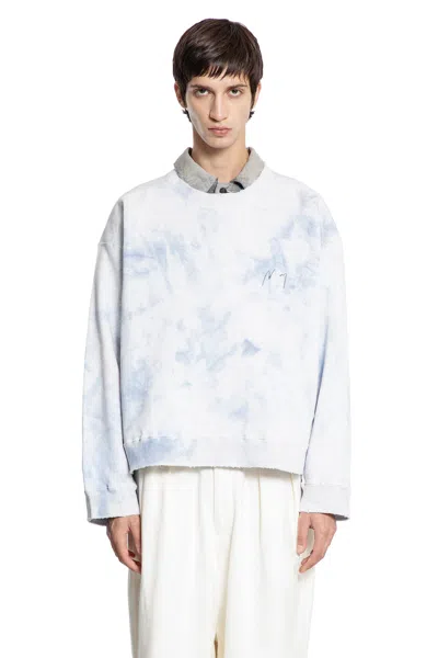 Ancellm Marbling Sweatshirt In White