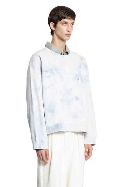 Ancellm Marbling Sweatshirt In White