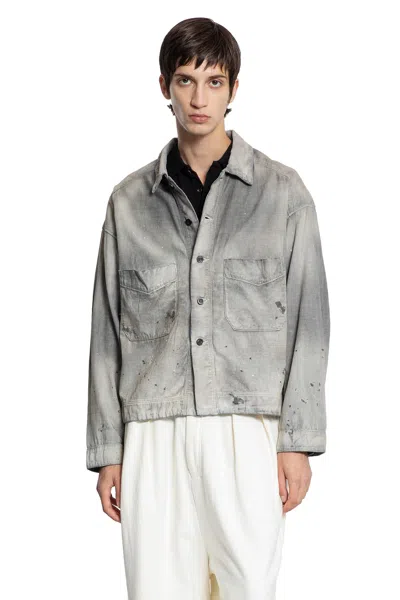 Ancellm Light Shirt Jacket In Cotton Chambray In Gray