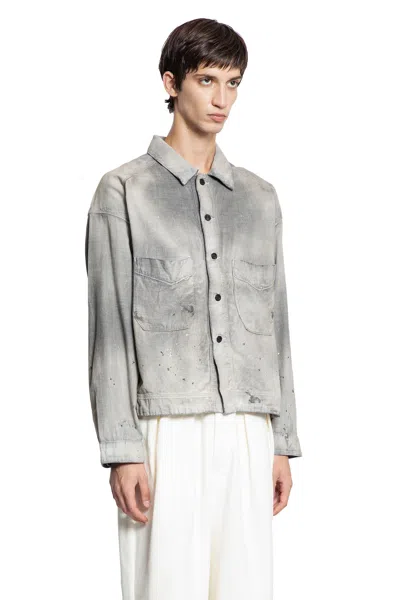 Ancellm Light Shirt Jacket In Cotton Chambray In Gray