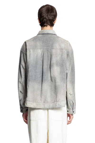 Ancellm Light Shirt Jacket In Cotton Chambray In Gray