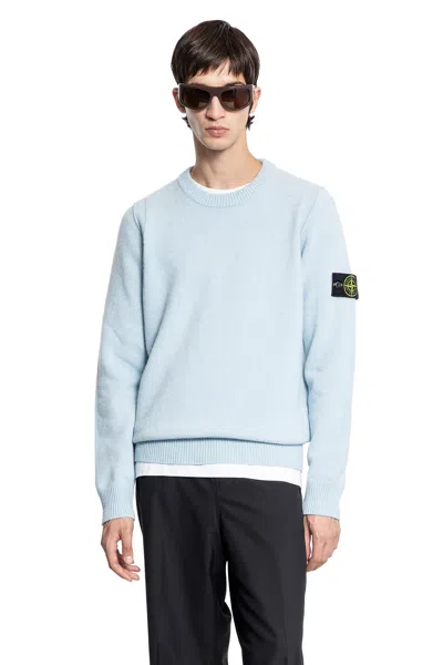 Stone Island Logo Patch Crewneck Sweatshirt In Blue