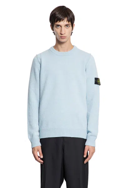 Stone Island Logo Patch Crewneck Sweatshirt In Blue
