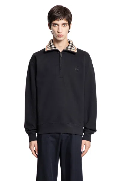 Burberry Mens Logo-embroidered Funnel-neck Cotton Sweatshirt Black Xl In Black