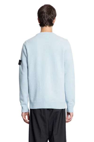 Stone Island Logo Patch Crewneck Sweatshirt In Blue
