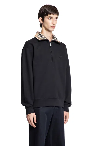 Burberry Mens Logo-embroidered Funnel-neck Cotton Sweatshirt Black Xl In Black