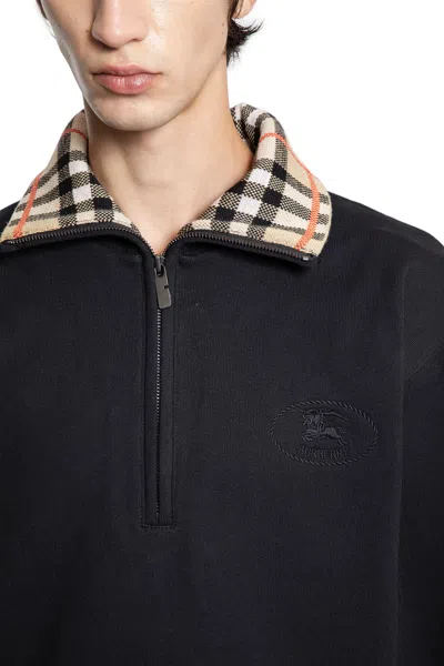 Burberry Mens Logo-embroidered Funnel-neck Cotton Sweatshirt Black Xl In Black