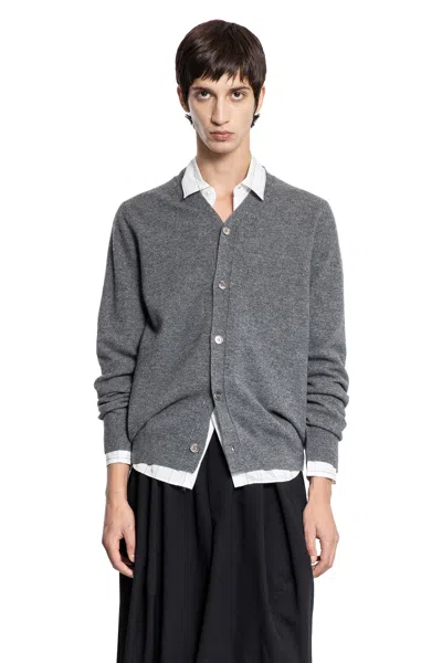 Comme Des Garçons Shirt Lambswool Cardigan In Gray