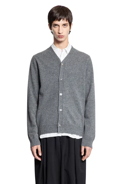 Comme Des Garçons Shirt Lambswool Cardigan In Gray