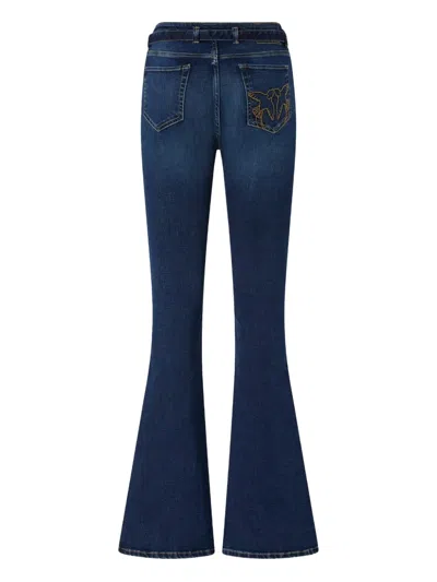 Pinko Power Stretch Denim Flared Jeans In Blue