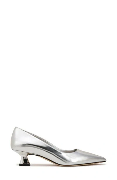 Sarto By Franco Sarto Diva Kitten Heel Pointed Toe Pump In Silver
