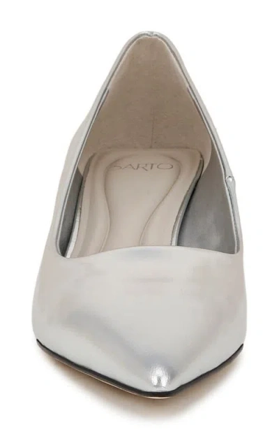 Sarto By Franco Sarto Diva Kitten Heel Pointed Toe Pump In Silver