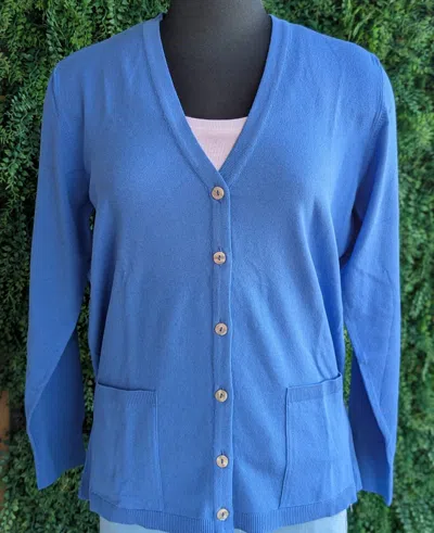 Kris Fashion Women's Long Sleeve Cardigan In Royal In Blue