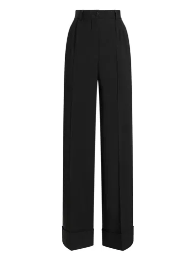 Dolce & Gabbana Two-way Stretch Wool Trousers In Black