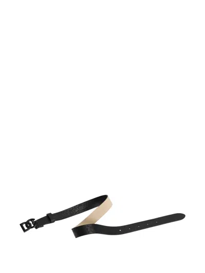 Dolce & Gabbana Logo-patterned Leather Belt In Black