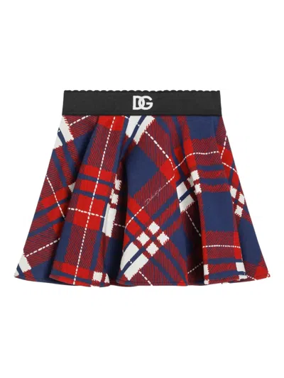 Dolce & Gabbana Multicolor Skirt For Girl With Logo In Red