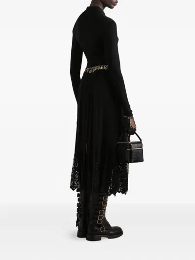 Dolce & Gabbana Gonna Midi In Chiffon And Black Lace In Black