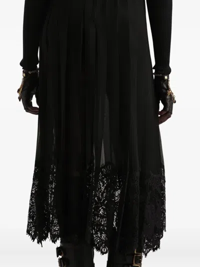 Dolce & Gabbana Gonna Midi In Chiffon And Black Lace In Black