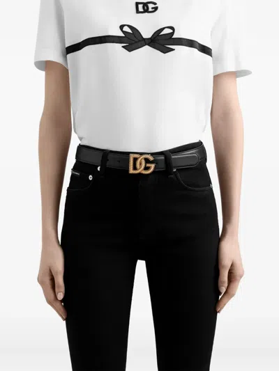Dolce & Gabbana Dg Logo Belt In Black