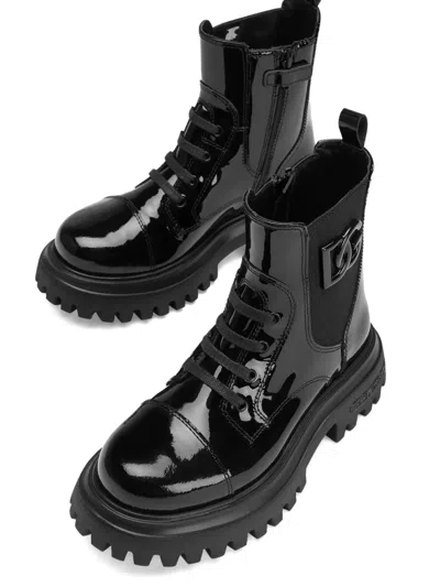 Dolce & Gabbana Black Leather Boots In Black