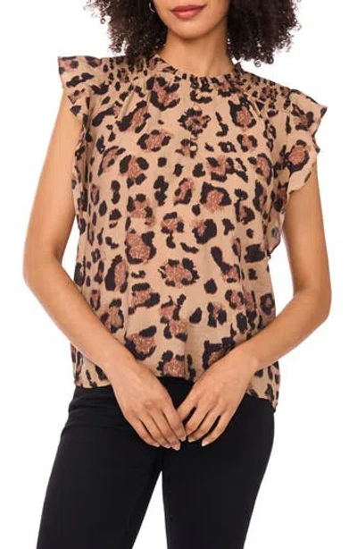 Halogen ® Smocked Flutter Sleeve Top In Brown