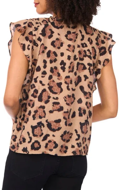 Halogen ® Smocked Flutter Sleeve Top In Brown