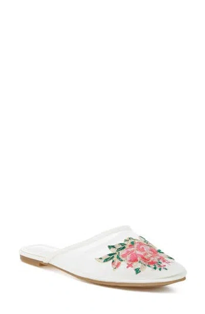 London Rag Shara Embroidered Mesh Mule In White